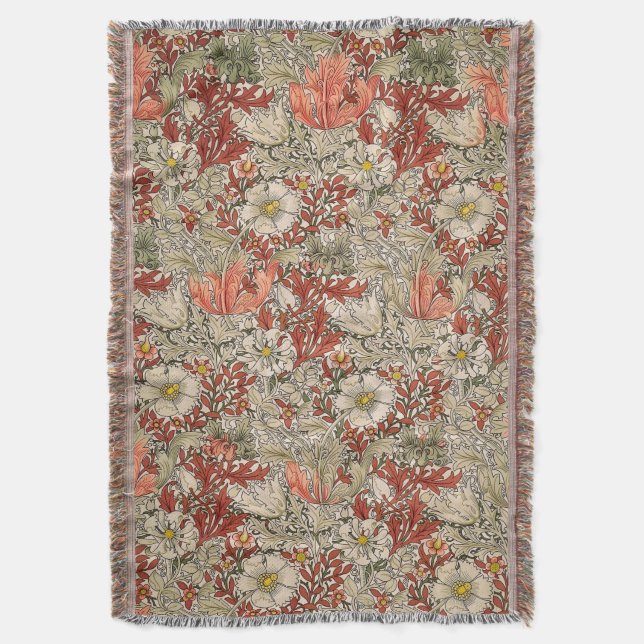 Cobertor William Morris Primavera Compton Flower Vermelho (Frente Vertical)