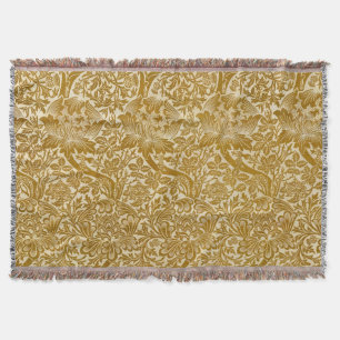 Cobertor William Morris Rosa e Thistle Floral Ouro