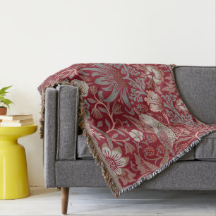 Cobertor William Morris Roubo de Morango Vermelho