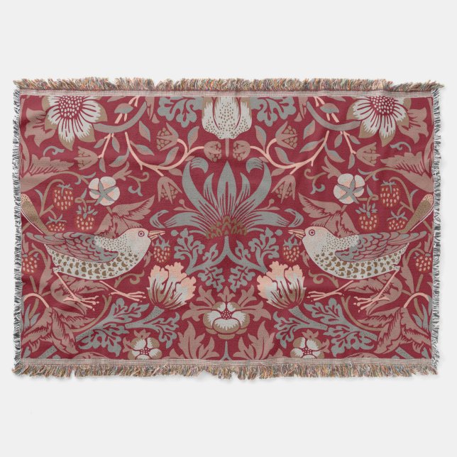 Cobertor William Morris Strawberry Thef Red (Frente)