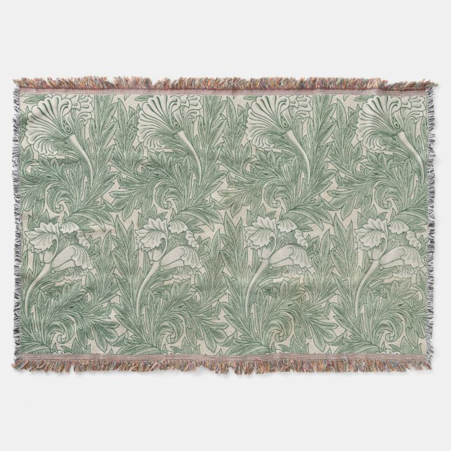 Cobertor William Morris Tulip Pattern Sage Green (Frente)