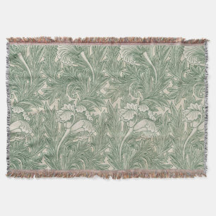 Cobertor William Morris Verde Sage Padrão de Tulipa: Vintag