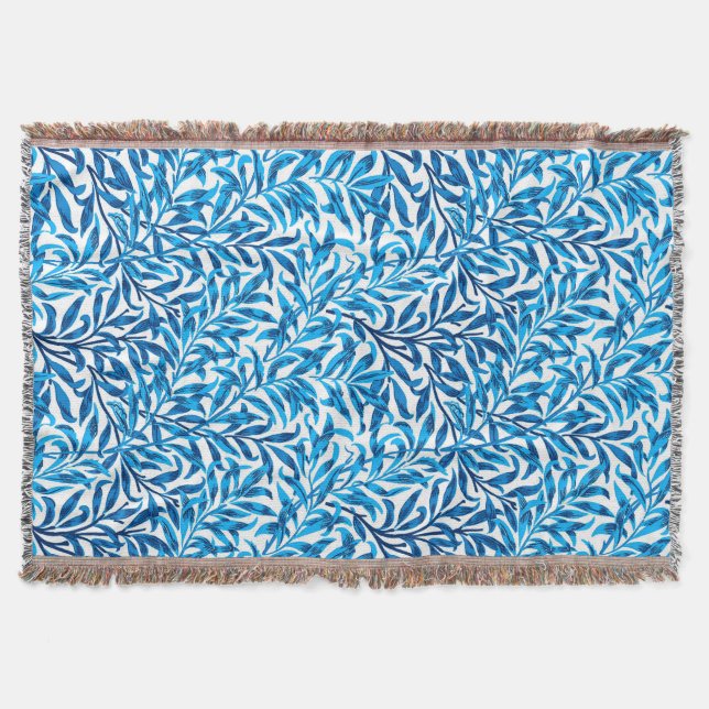 Cobertor William Morris Willow Bough, Cobalt Blue & White (Frente)