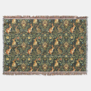 Cobertor William Morris Woodland Coelhos Florais Natal