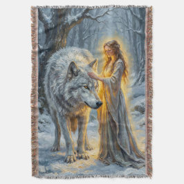 Cobertor Winter Goddess & White Wolf