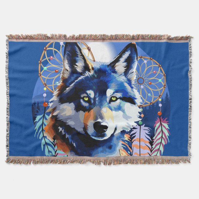 Cobertor Wolf Native Animal Spirit (Frente)