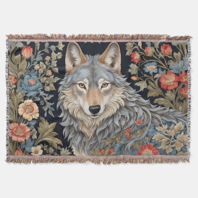 Cobertor Wolf William Morris, Cinza Noble, Inspirado (Frente)
