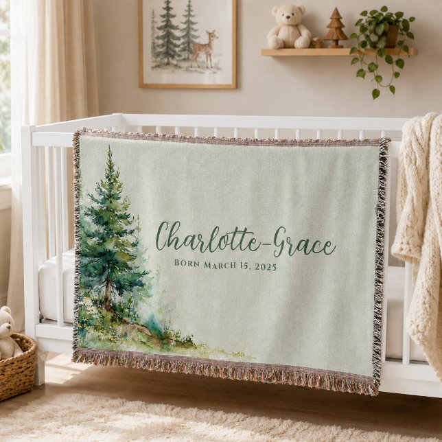 Cobertor Woodland Baby Blanket • Neutral Sage Forest (Woodland Baby Blanket Neutral Sage Forest)