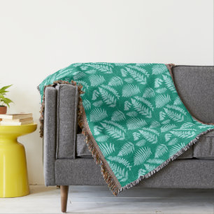 Cobertor Woodland Fern Pattern, Turquoise e Aqua