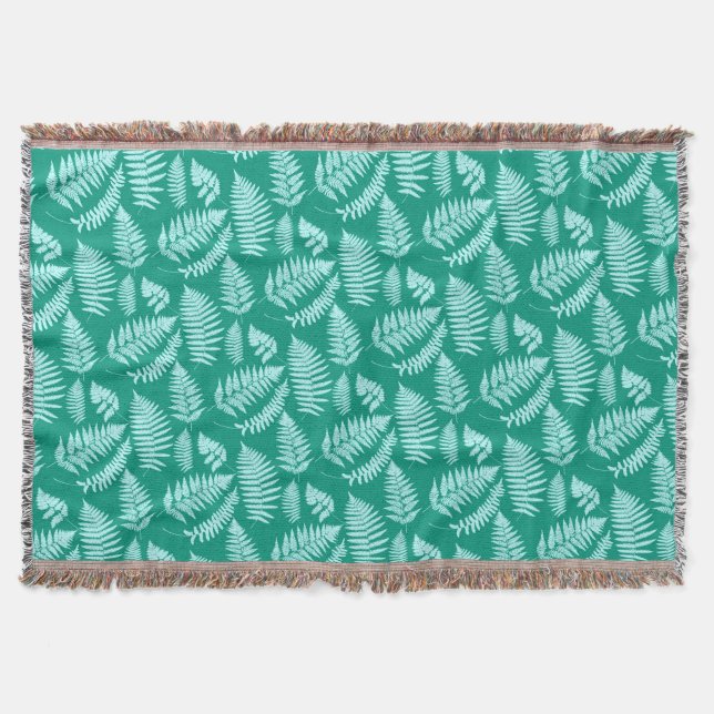 Cobertor Woodland Fern Pattern, Turquoise e Aqua (Frente)