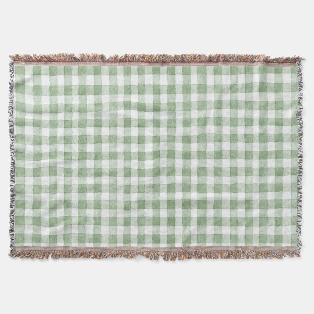 Cobertor Xadrez Branco Creme Verde  (Frente)