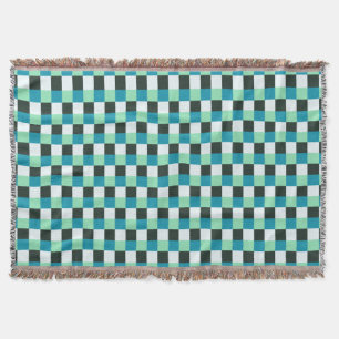 Cobertor Xadrez de Turquesa Azul Aqua Azul Branco do Carvão