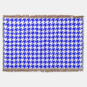 Cobertor Xadrez Houndstooth Azul Branco