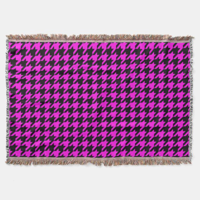 Cobertor Xadrez Houndstooth Preto Roxo  (Frente)