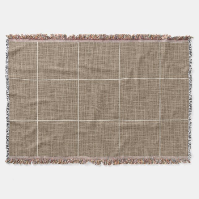Cobertor Xadrez Russo Moderna do Janwpane Linen Brown (Frente)