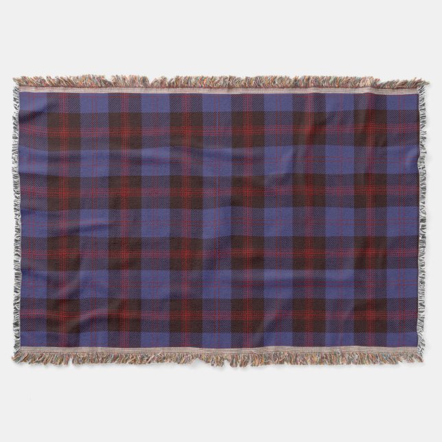 Cobertor xadrez tartan azul marinho vermelho (Frente)