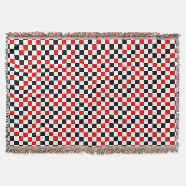Cobertor Xadrez Vermelho Preto e Branco  (Frente)