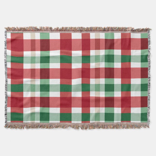 Cobertor Xadrez Vermelho Verde Branco Alegre Rústico Caseir (Frente)