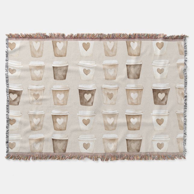 Cobertor Xícaras de Café com Coração de Creme (Frente)