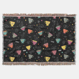 Cobertor Xícaras de chá quente, canecas de porcelana retror