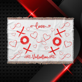 Cobertor XOXO dia de os namorados com Corações em Vermelho 