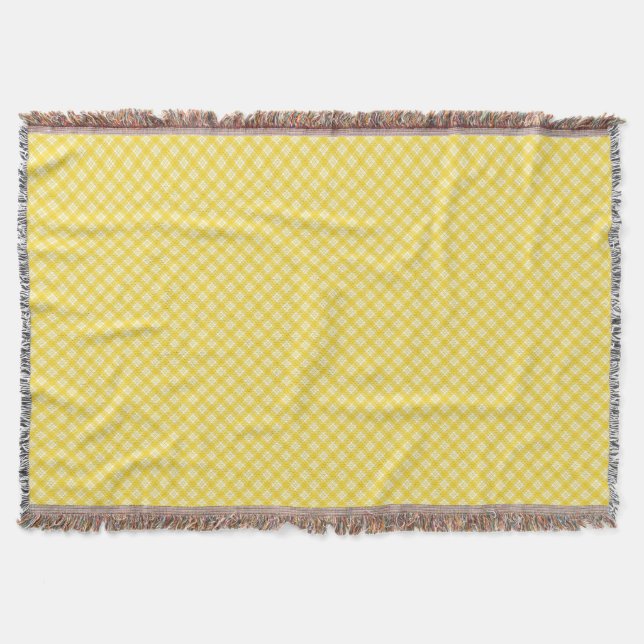 Cobertor Yellow and gray patterned blanket with fringed (Frente)