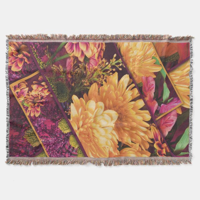 Cobertor Yellow Purple Fall Flowers Thanksgiving  (Frente)