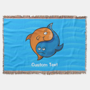 Cobertor Yin Yang Fish Cartoon Throw Blanket