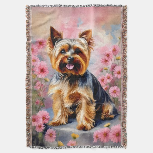 Cobertor Yorkie Dog Flower (Frente Vertical)