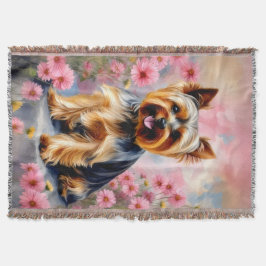 Cobertor Yorkie Dog Flower