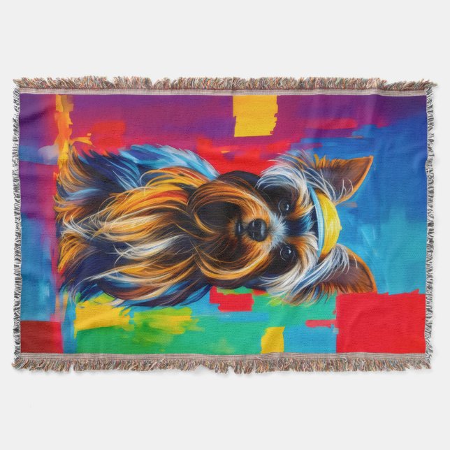 Cobertor Yorkie Dog Pop Art (Frente)