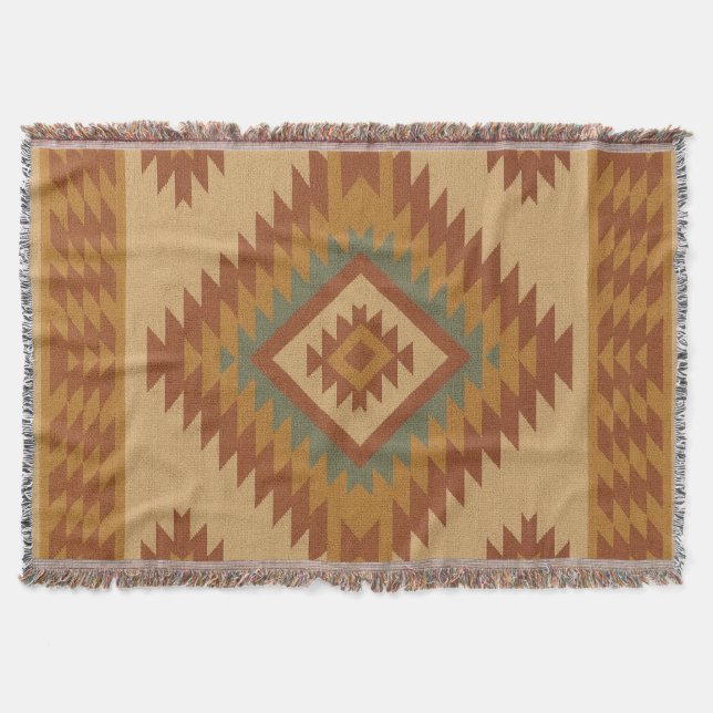 Cobertor Zapotec Folk Art Diamond Cotton Blanket (Frente)