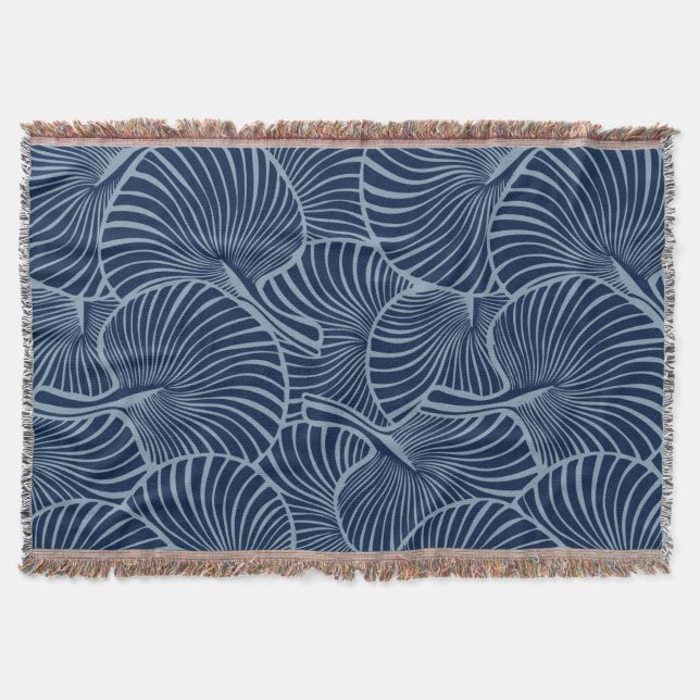 Cobertor Zebra Fan Palm Havaiano Marinho tropical azul (Frente)
