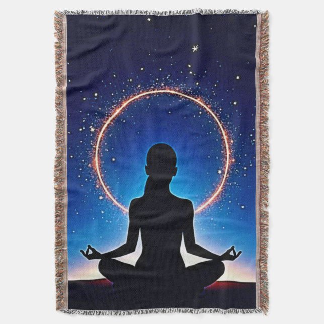 Cobertor Zen Sob as Estrelas: Meditação Cósmica (Frente Vertical)