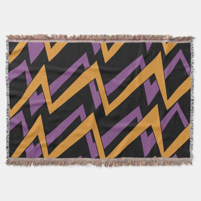 Cobertor Zig Zags de Halloween Laranja Roxo (Frente)