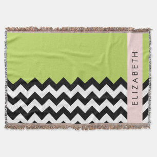 Cobertor Zigzag preto-e-branco, Chevron, verde, seu nome