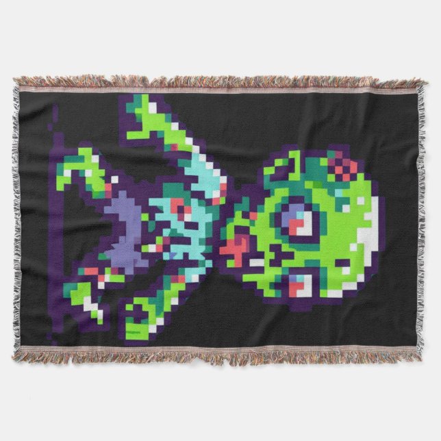 Cobertor zumbi engraçado de Halloween em 8-bit  (Frente)