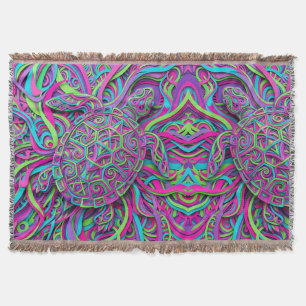 Cobertores com Padrão de Tartaruga Neon Abstrata
