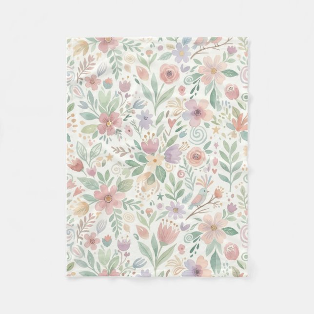 Cobertores de Fleece Floral Pastel (Frente)