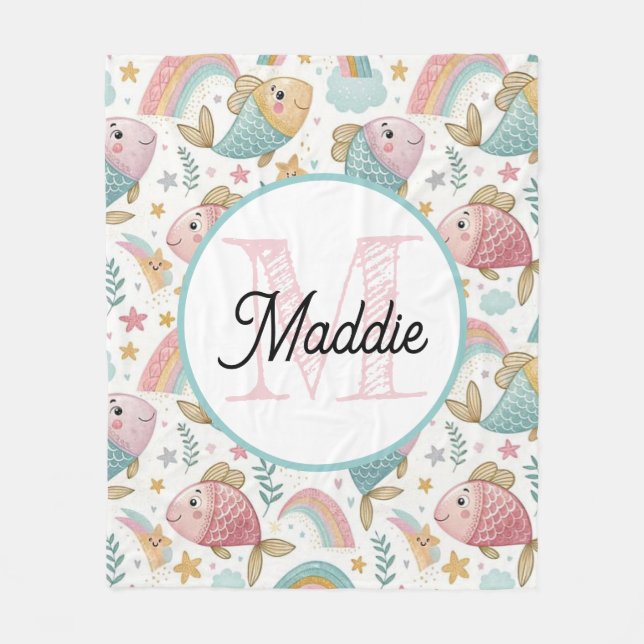Cobertores de fleece personalizados monogramados (Frente)