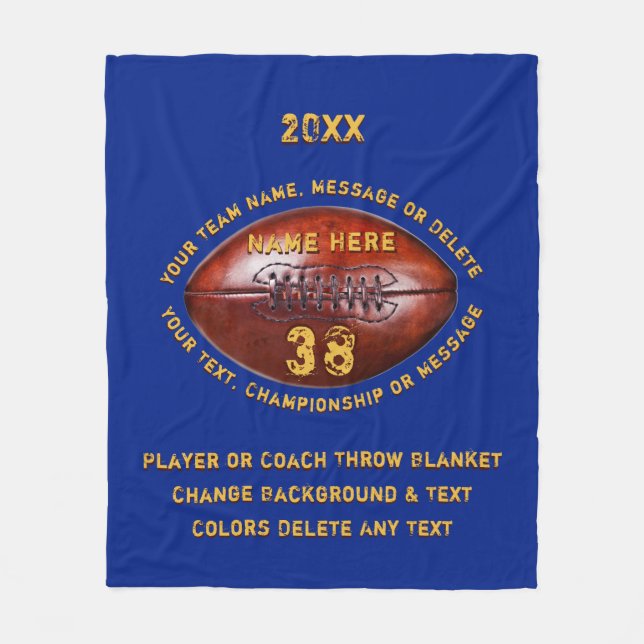 Cobertores de Futebol Personalizados Azul e Dourad (Frente)