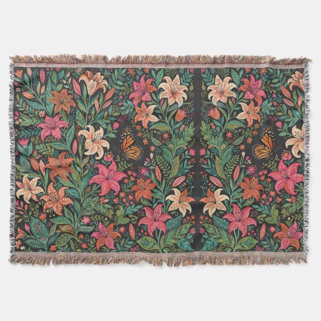Cobertores de Lírios Florais Abstratos Indianos Bo (Frente)