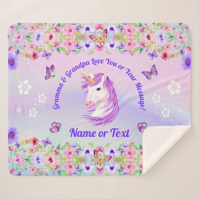 Cobertores Personalizados do Unicórnio, Cores do A (Frente (Horizontal))