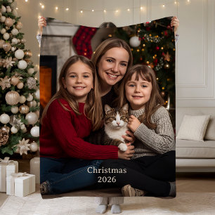 Cobertores Sherpa de Natal Família e Animais de Es