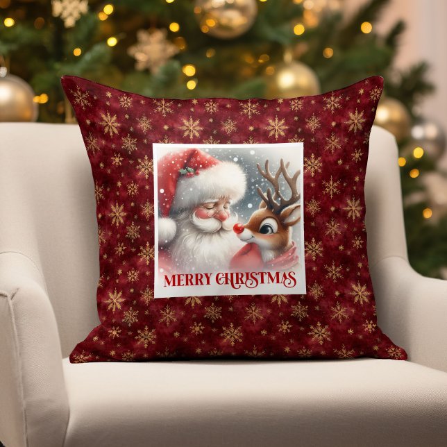 Cobertura de Almofada de Natal do Papai Noel Rudol (Santa Claus Rudolph Holiday Throw Pillow Decoration

)