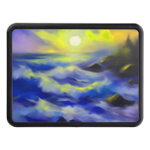 Pintura de ondas azuis escuras sob o sol