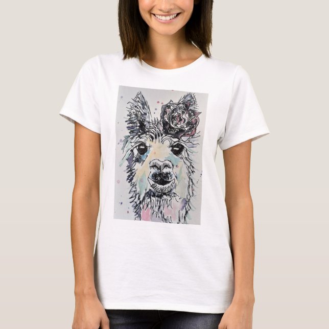 Cobra Alpacca Llama Watercolor T Camisa (Frente)