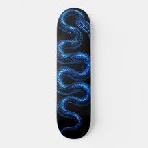Cobra Azul Elétrico Skateboard Preto Cyberpunk
