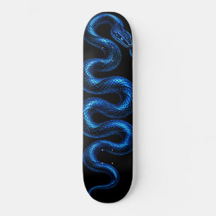 Cobra Azul Elétrico Skateboard Preto Cyberpunk