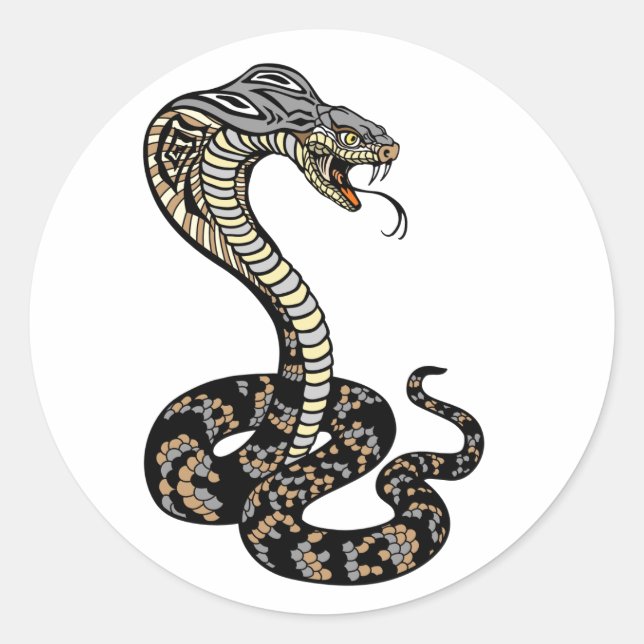 cobra cobra clássico adesivo redondo (Frente)